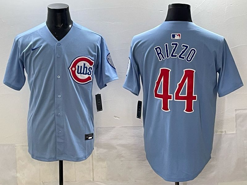 Men 2025 Chicago Cubs #44 Rizzo Light blue Game Nike MLB Jersey style 01